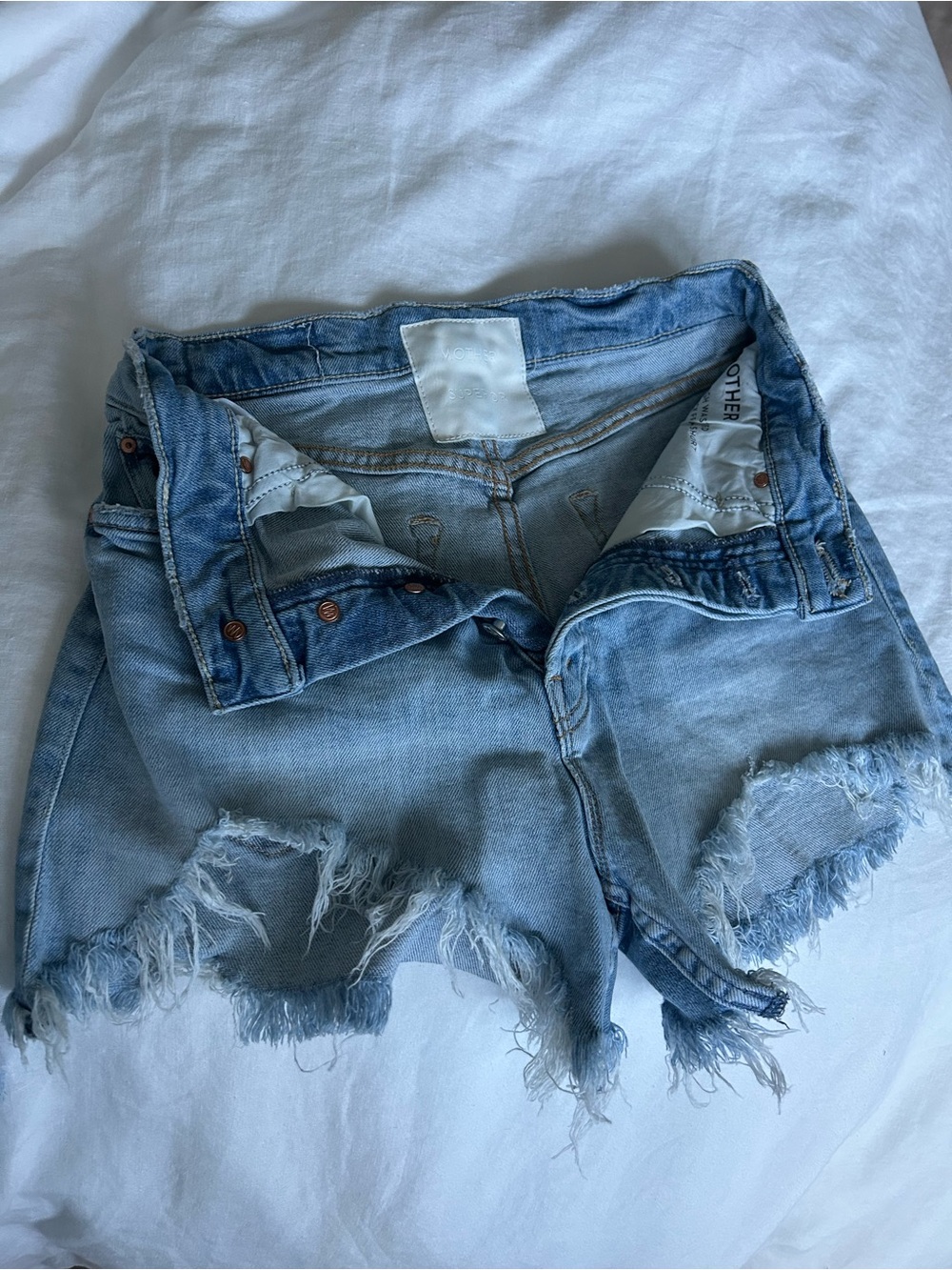 MOTHER Light Blue Distressed Denim Shorts - Unbranded